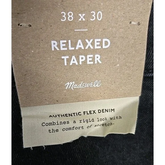 Madewell Relaxed Taper Jeans Flex Denim Black Men’s Size 38x30 NWT READ - Picture 3 of 8